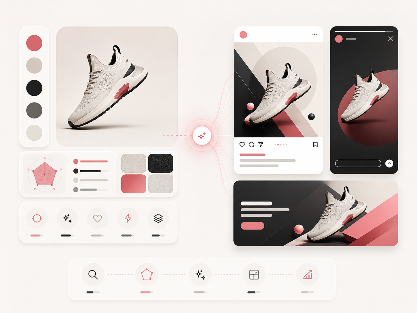 Example brand DNA and campaign ad drafts for a fictional sneaker product